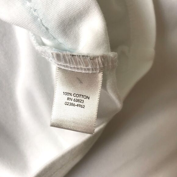 Christopher & Banks Top Tee L White Aqua Stripe 3/4 Slv Sequins Cotton Knit EEUC - Picture 5 of 9